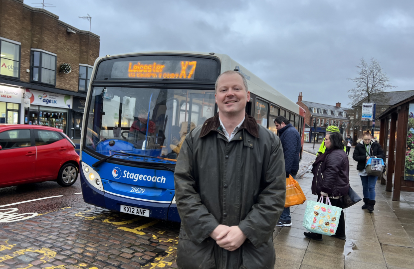Neil with X7 bus in Market Harborough